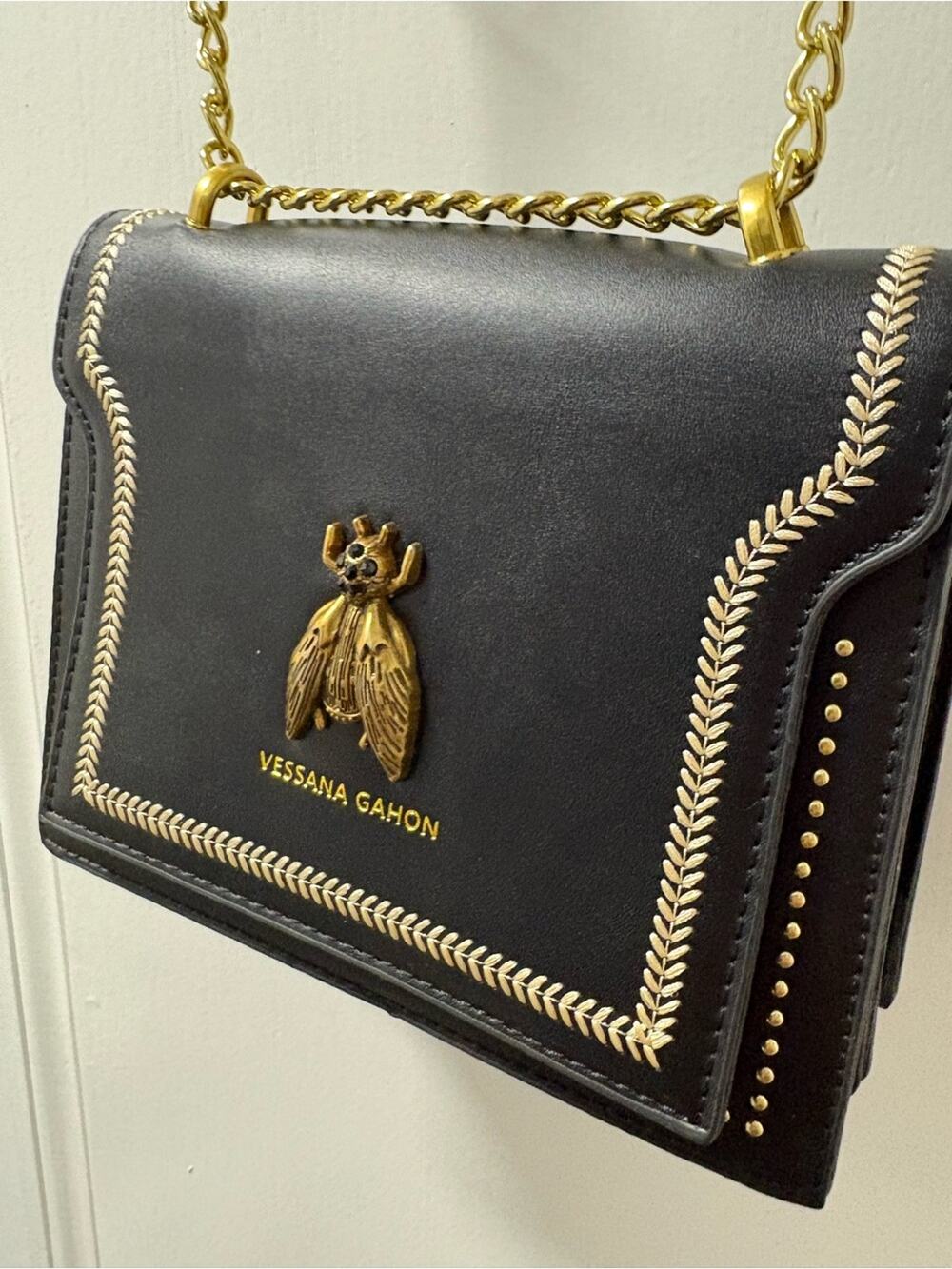 Embroidered metallic bug crossbody
